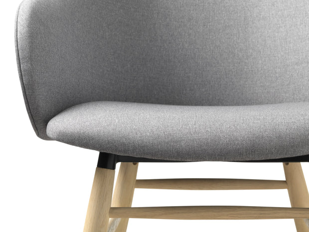 Unique Furniture A/S Fotoliu Fix tapitat cu stofa, Teno Gri Deschis / Stejar, l60xA56xH84 cm