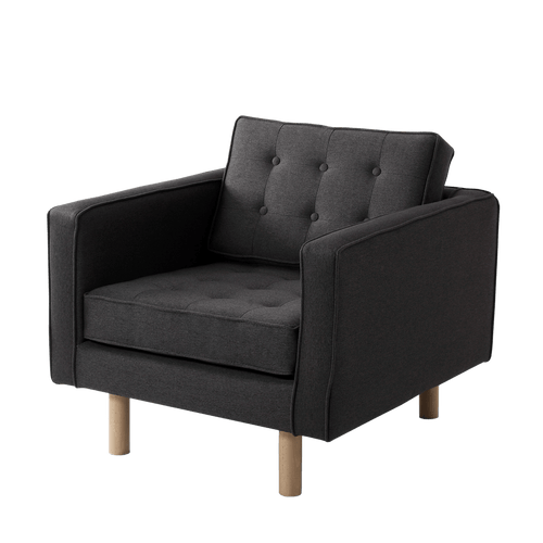 Fotoliu Fix tapitat cu stofa, Topic Wood Antracit, l84xA86xH75 cm