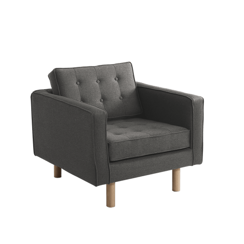 Customform Fotoliu Fix tapitat cu stofa, Topic Wood Gri Inchis, l84xA86xH75 cm