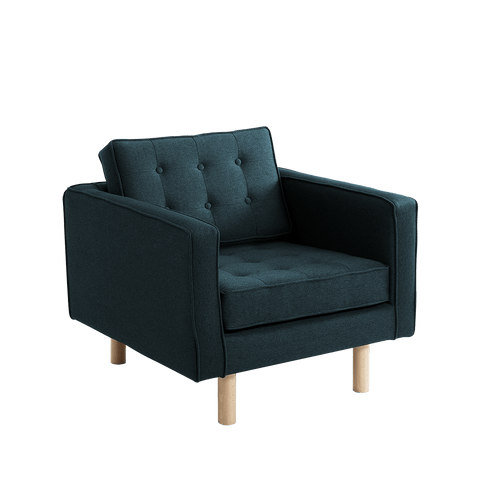 Customform Fotoliu Fix tapitat cu stofa, Topic Wood Petrol, l84xA86xH75 cm