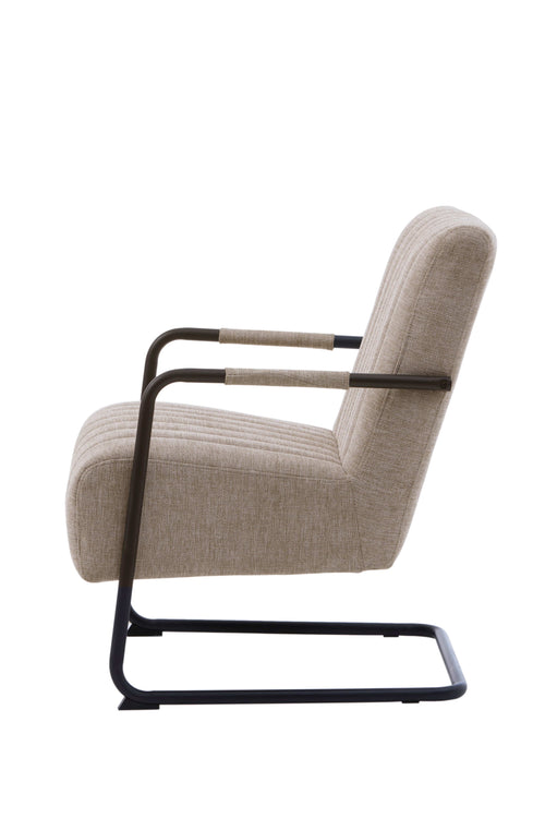 Unique Furniture A/S Fotoliu Fix tapitat cu stofa, Trout Bej / Negru, l77xA65xH84,5 cm