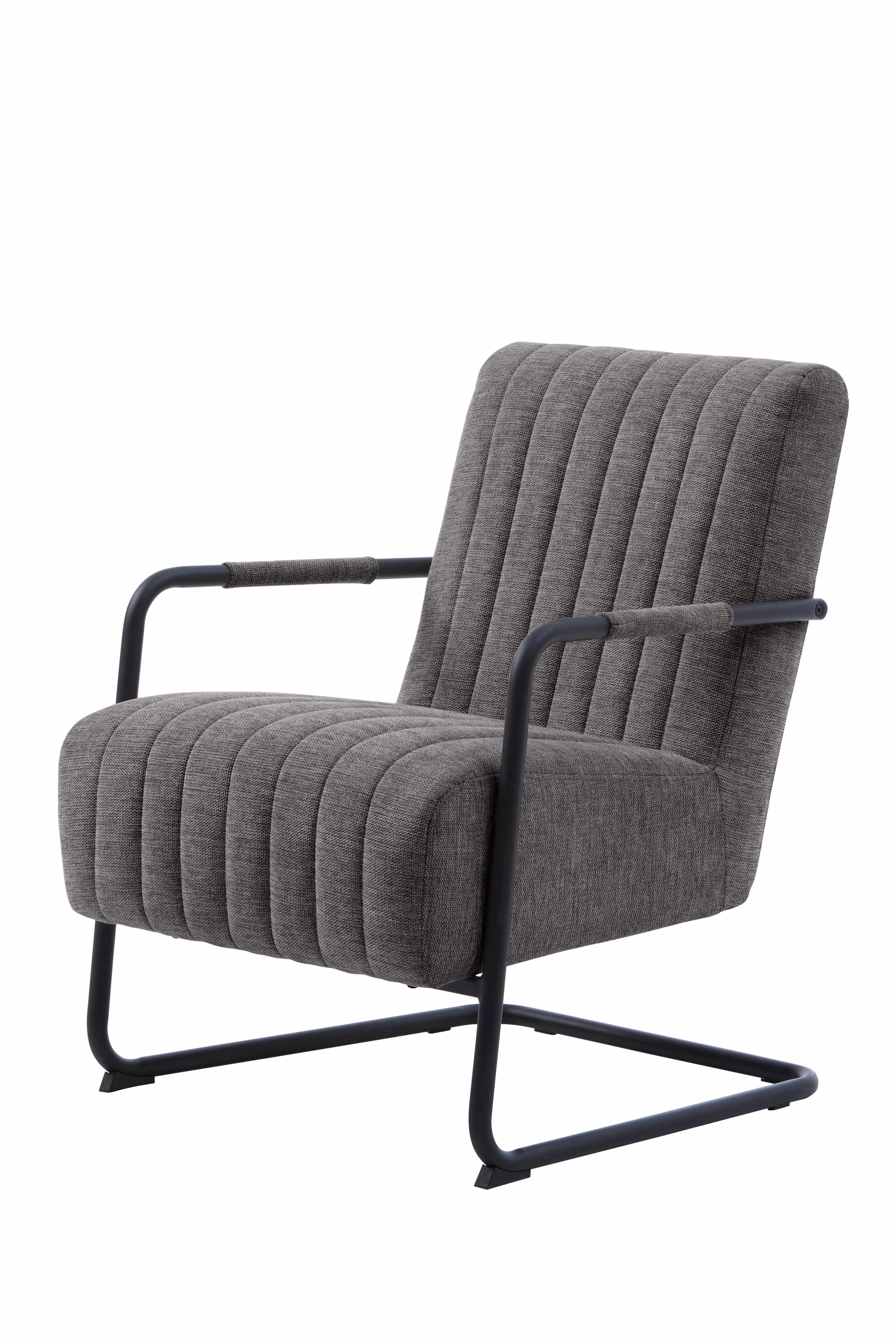 Unique Furniture A/S Fotoliu Fix tapitat cu stofa, Trout Gri Inchis / Negru, l77xA65xH84,5 cm