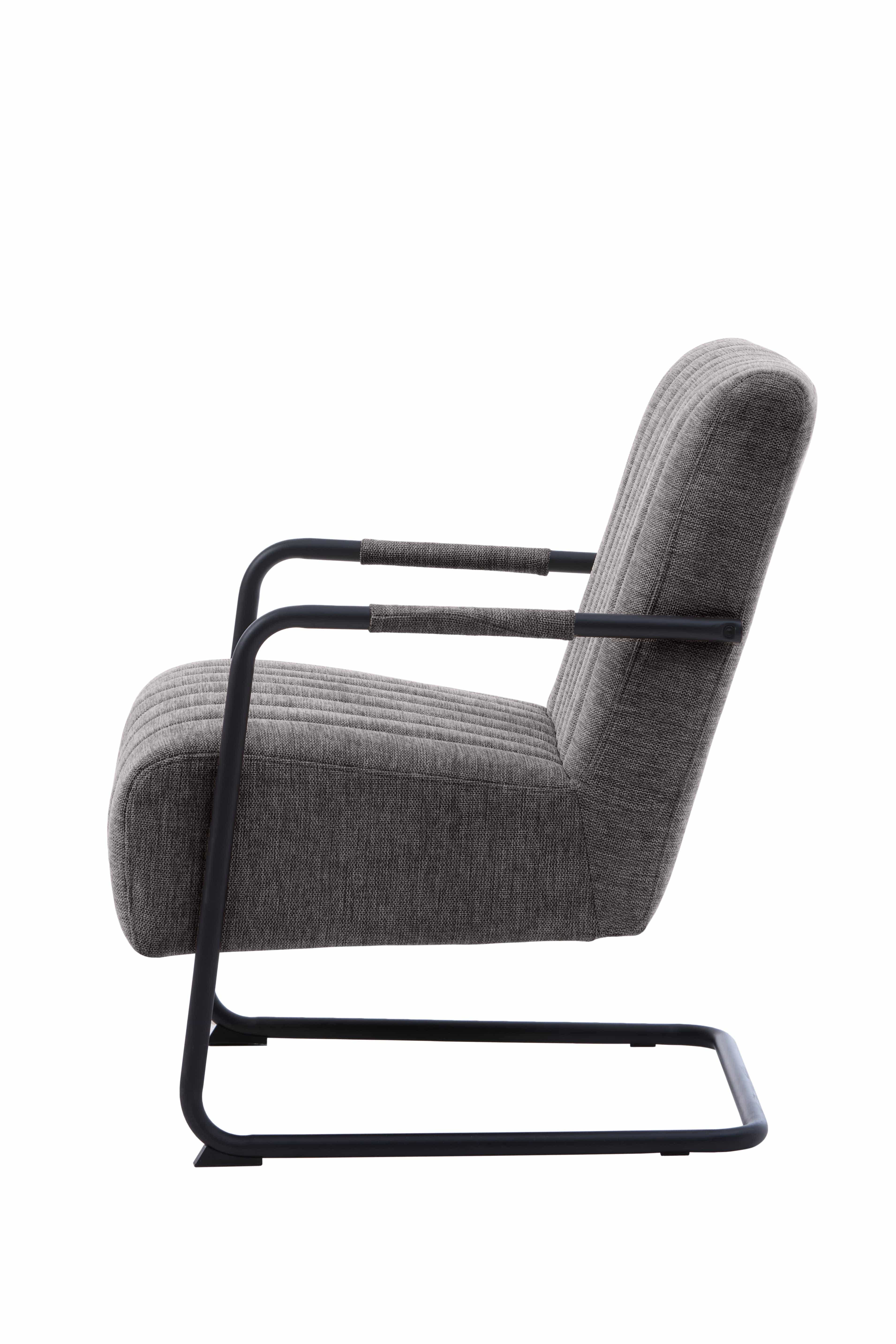 Unique Furniture A/S Fotoliu Fix tapitat cu stofa, Trout Gri Inchis / Negru, l77xA65xH84,5 cm