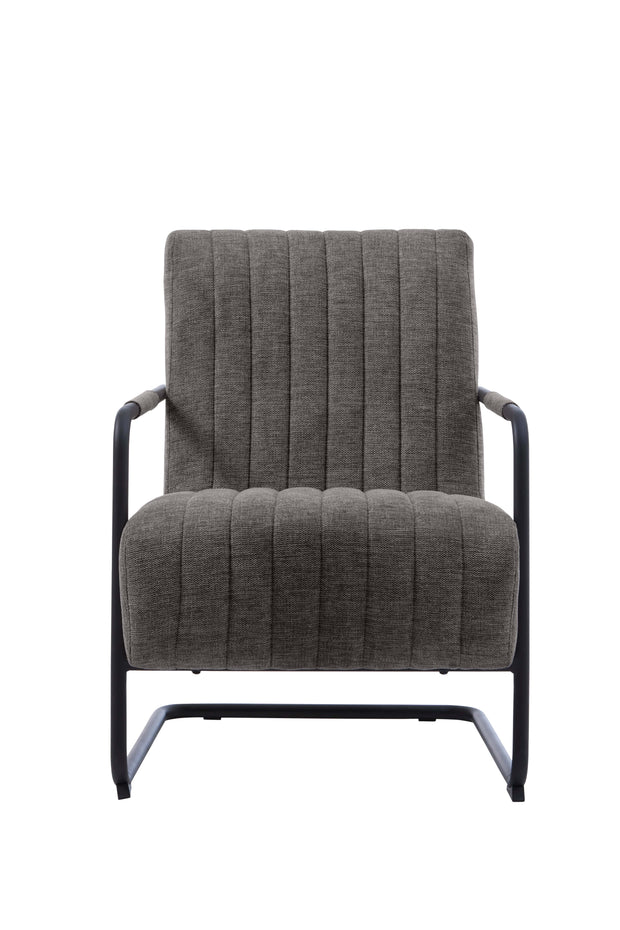 Unique Furniture A/S Fotoliu Fix tapitat cu stofa, Trout Gri Inchis / Negru, l77xA65xH84,5 cm