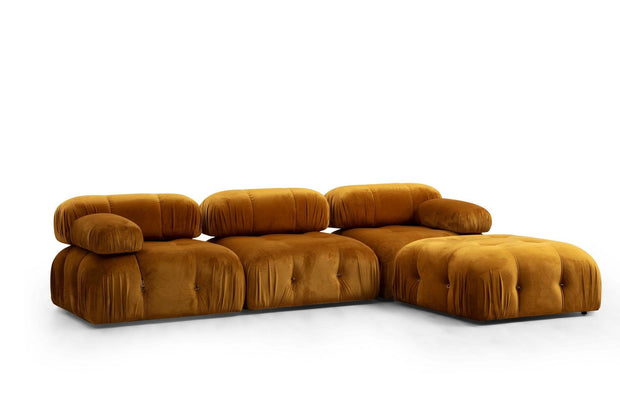 Fotoliu modular tapitat cu stofa, Bubble L1 Mustariu, l95xA95xH75 cm (3)