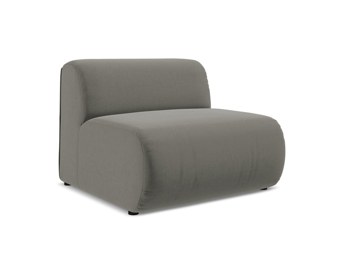 Makamii Fotoliu Modular tapitat cu stofa, Ekahi Velvet 1S C16 Gri / Negru, l90xA89xH70 cm