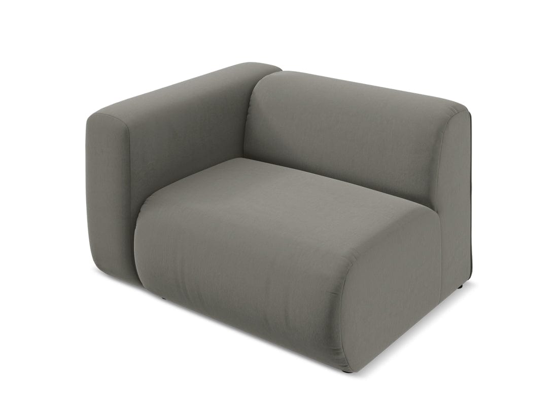 Makamii Fotoliu Modular tapitat cu stofa, Ekahi Velvet L1S C16 Gri / Negru, l114xA89xH70 cm