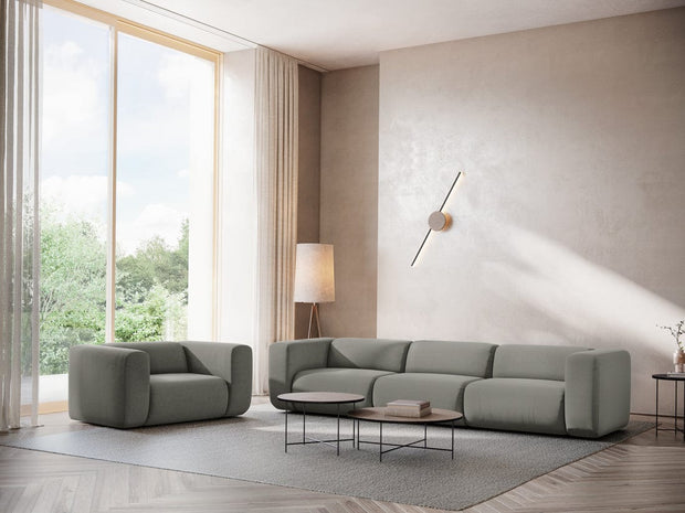 Makamii Fotoliu Modular tapitat cu stofa, Ekahi Velvet R1S C16 Gri / Negru, l114xA89xH70 cm