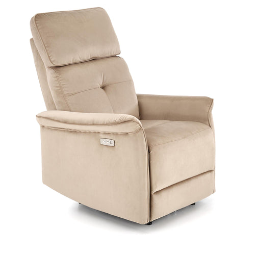 Fotoliu Recliner cu mecanism electric, tapitat cu stofa, Semir Velvet Bej, l80xA90xH92 cm