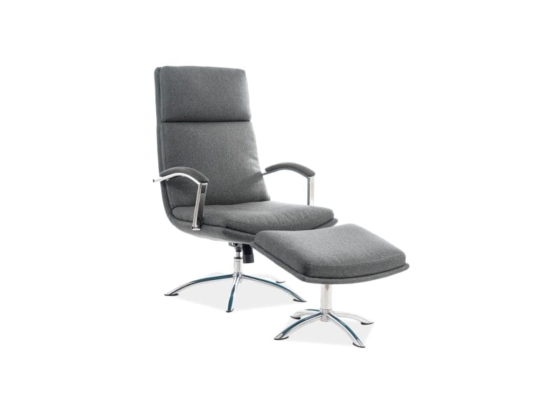 BFSummer Fotoliu Relaxare tapitat cu stofa + Taburet Jaffar Gri, l63xA80xH109 cm