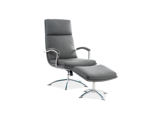 BFSummer Fotoliu Relaxare tapitat cu stofa + Taburet Jaffar Gri, l63xA80xH109 cm