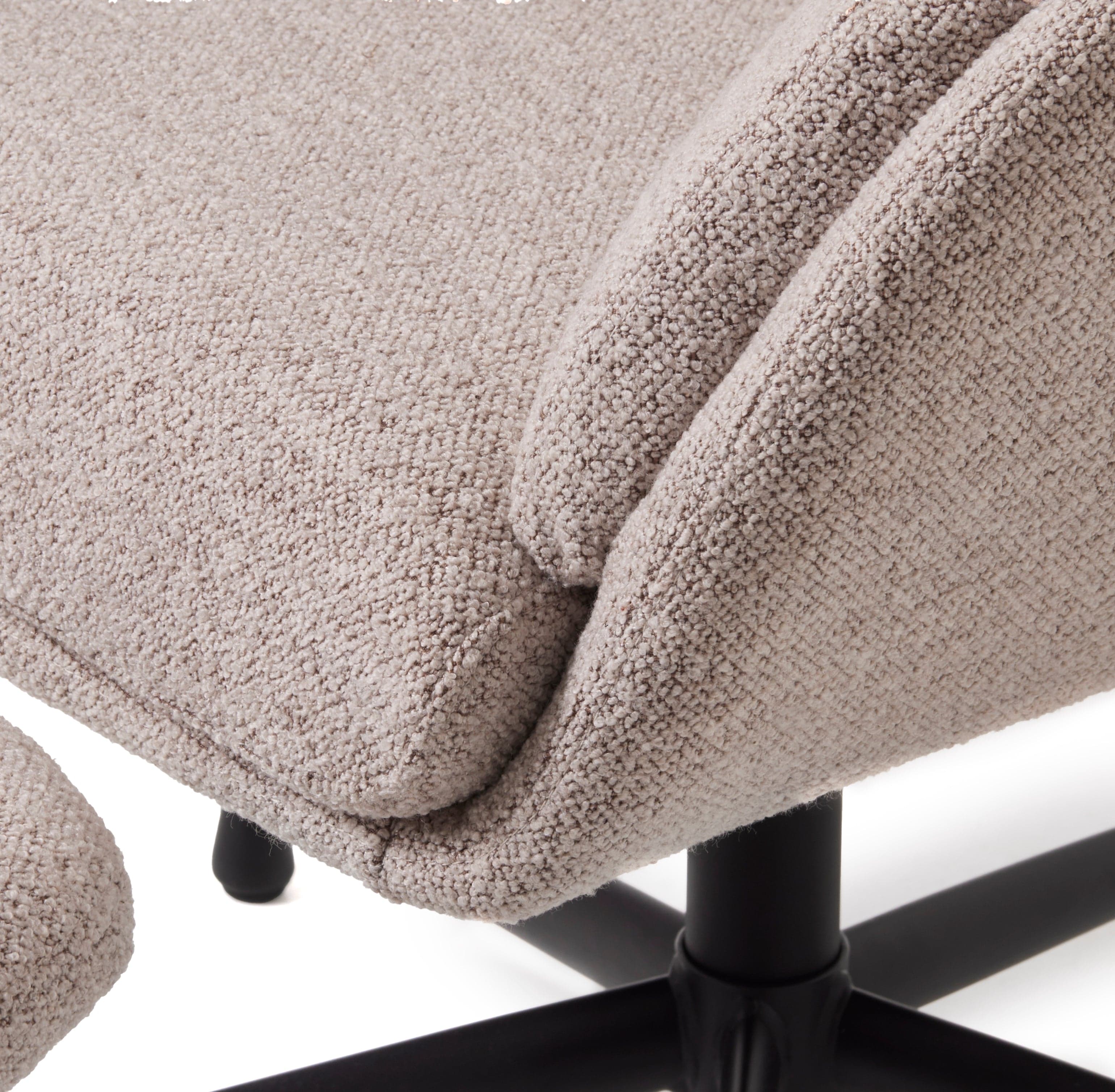 Unique Furniture A/S Fotoliu Relaxare tapitat cu stofa + Taburet, Sifton Grej / Negru, l76,5xA70xH110 cm