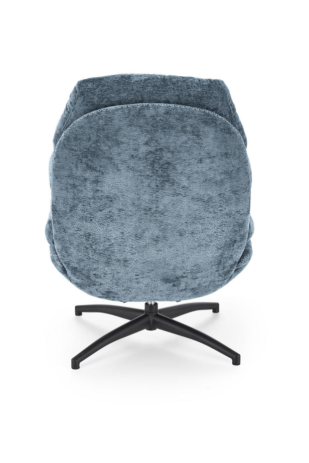 Fotoliu Rotativ cu taburet, tapitat cu stofa, Dario Albastru / Negru, l80xA90xH100 cm (1)