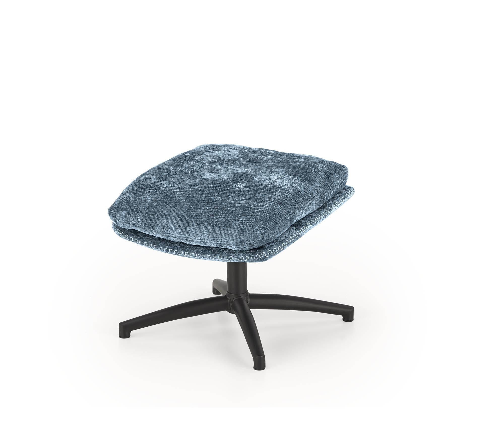 Fotoliu Rotativ cu taburet, tapitat cu stofa, Dario Albastru / Negru, l80xA90xH100 cm (4)