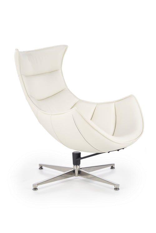 Halmar Fotoliu rotativ tapitat cu piele ecologica si picior metalic Lucius Alb, l86xA94xH96 cm