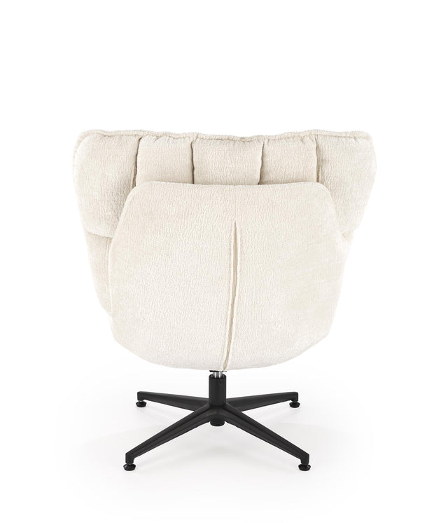 Fotoliu rotativ tapitat cu stofa, Fofana Crem / Negru, l77xA77xH91 cm (1)