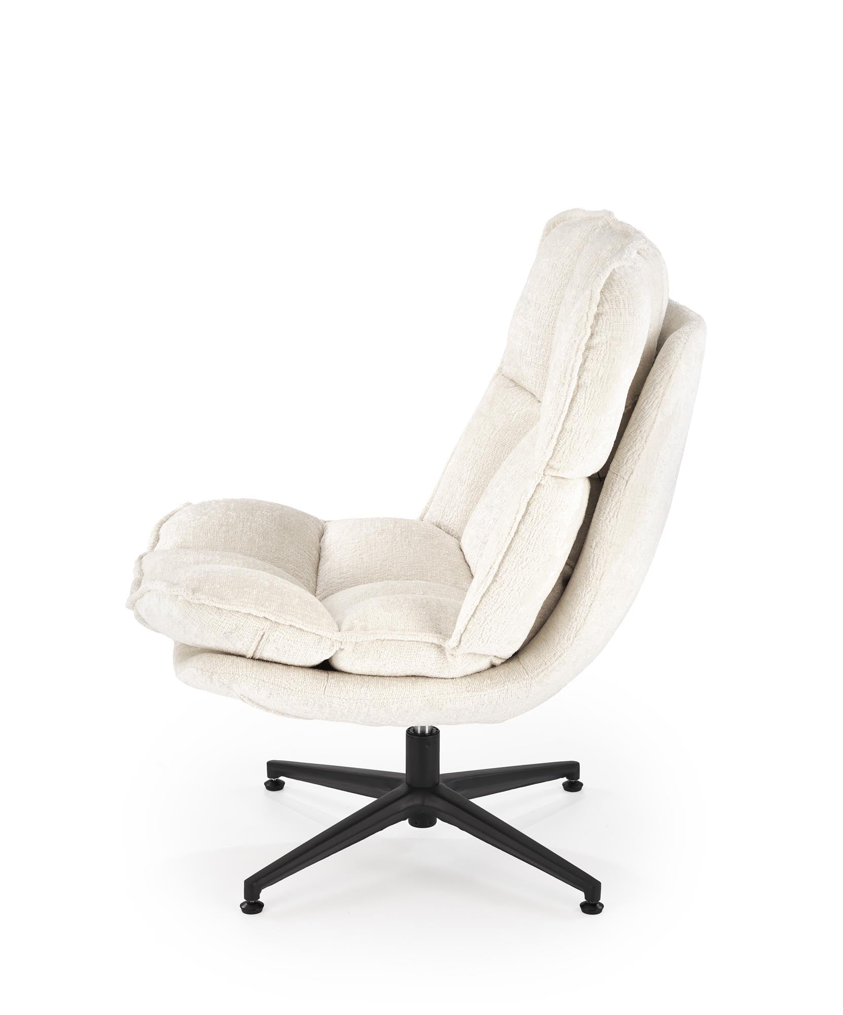 Fotoliu rotativ tapitat cu stofa, Fofana Crem / Negru, l77xA77xH91 cm (2)