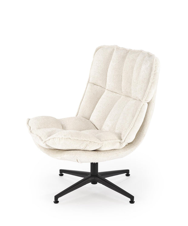 Fotoliu rotativ tapitat cu stofa, Fofana Crem / Negru, l77xA77xH91 cm (3)