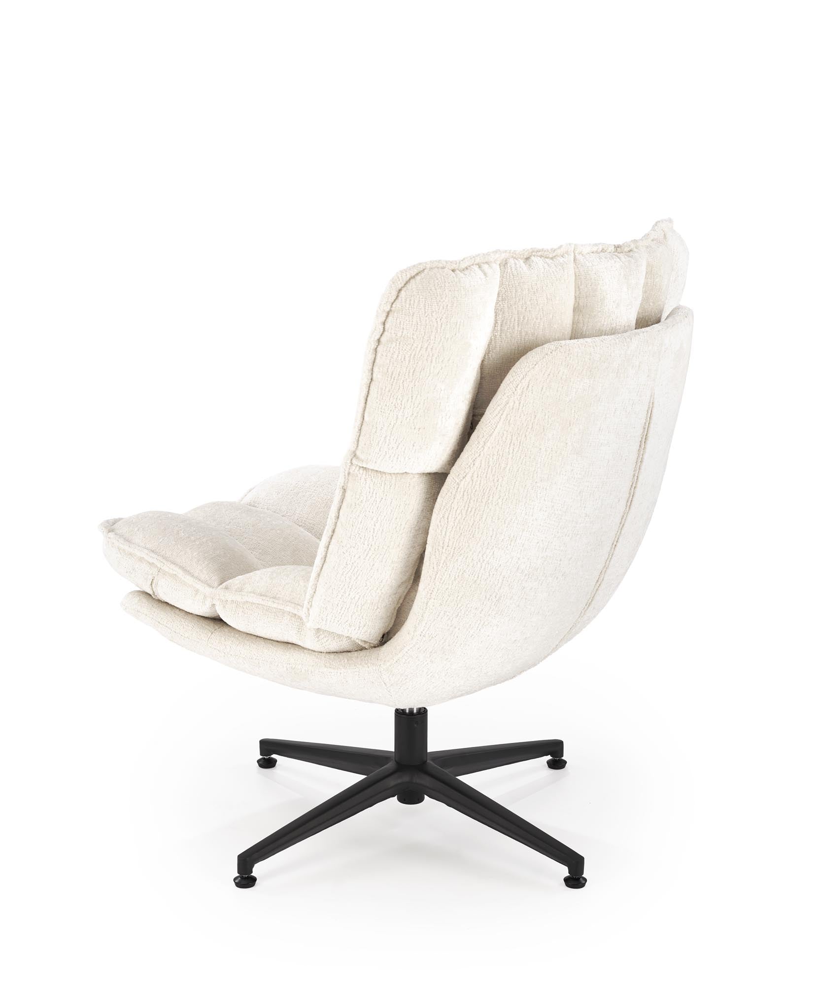 Fotoliu rotativ tapitat cu stofa, Fofana Crem / Negru, l77xA77xH91 cm (4)