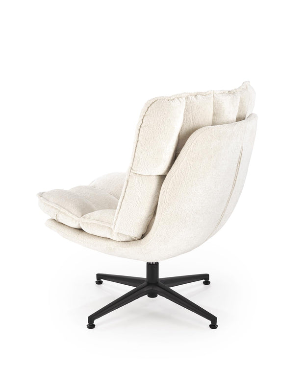 Fotoliu rotativ tapitat cu stofa, Fofana Crem / Negru, l77xA77xH91 cm (4)