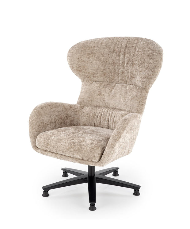 Fotoliu rotativ tapitat cu stofa, Franco Bej / Negru, l80xA83xH104 cm