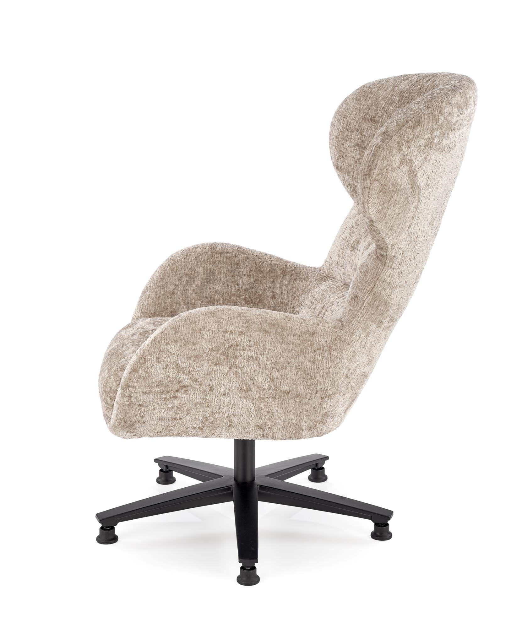 Fotoliu rotativ tapitat cu stofa, Franco Bej / Negru, l80xA83xH104 cm (4)