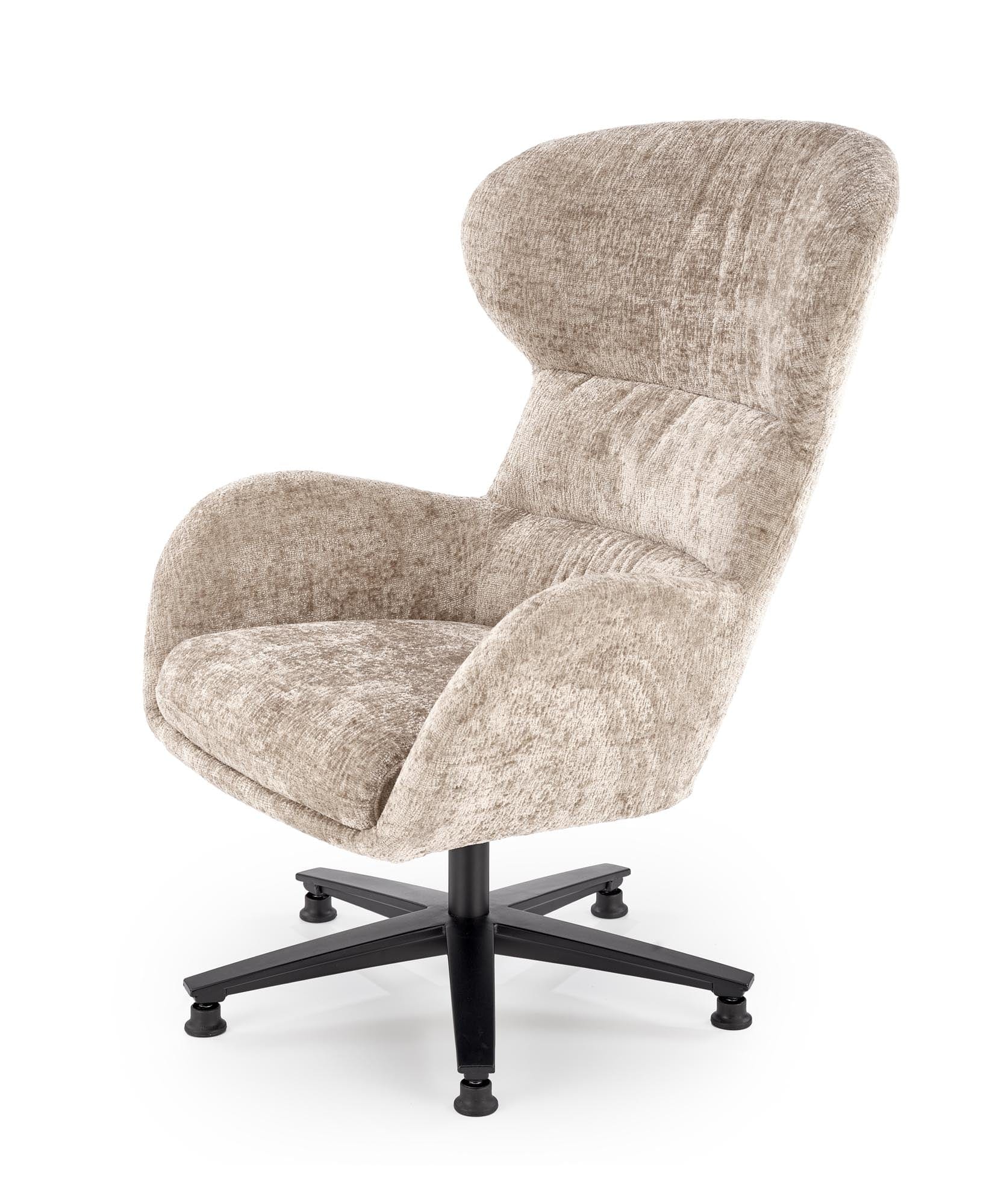 Fotoliu rotativ tapitat cu stofa, Franco Bej / Negru, l80xA83xH104 cm (5)