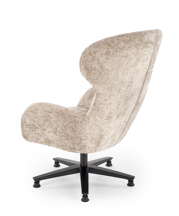 Fotoliu rotativ tapitat cu stofa, Franco Bej / Negru, l80xA83xH104 cm (6)