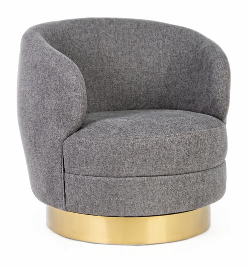 Fotoliu rotativ tapitat cu stofa Gisella Gri / Auriu, l82xA78xH79 cm
