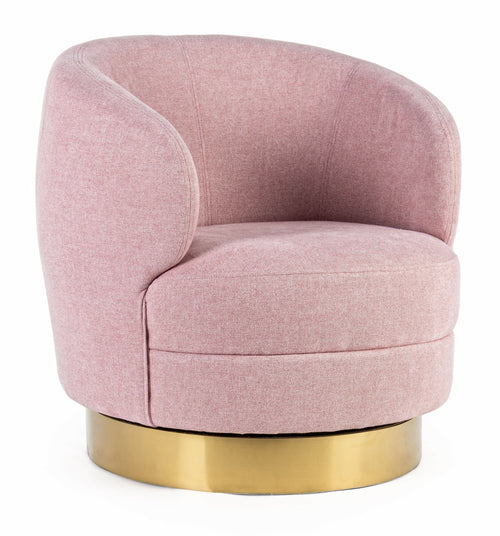 Fotoliu rotativ tapitat cu stofa Gisella Roz / Auriu, l82xA78xH79 cm