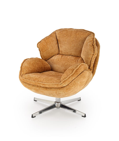 Fotoliu rotativ tapitat cu stofa, Guido Galben / Crom, l80xA84xH81 cm