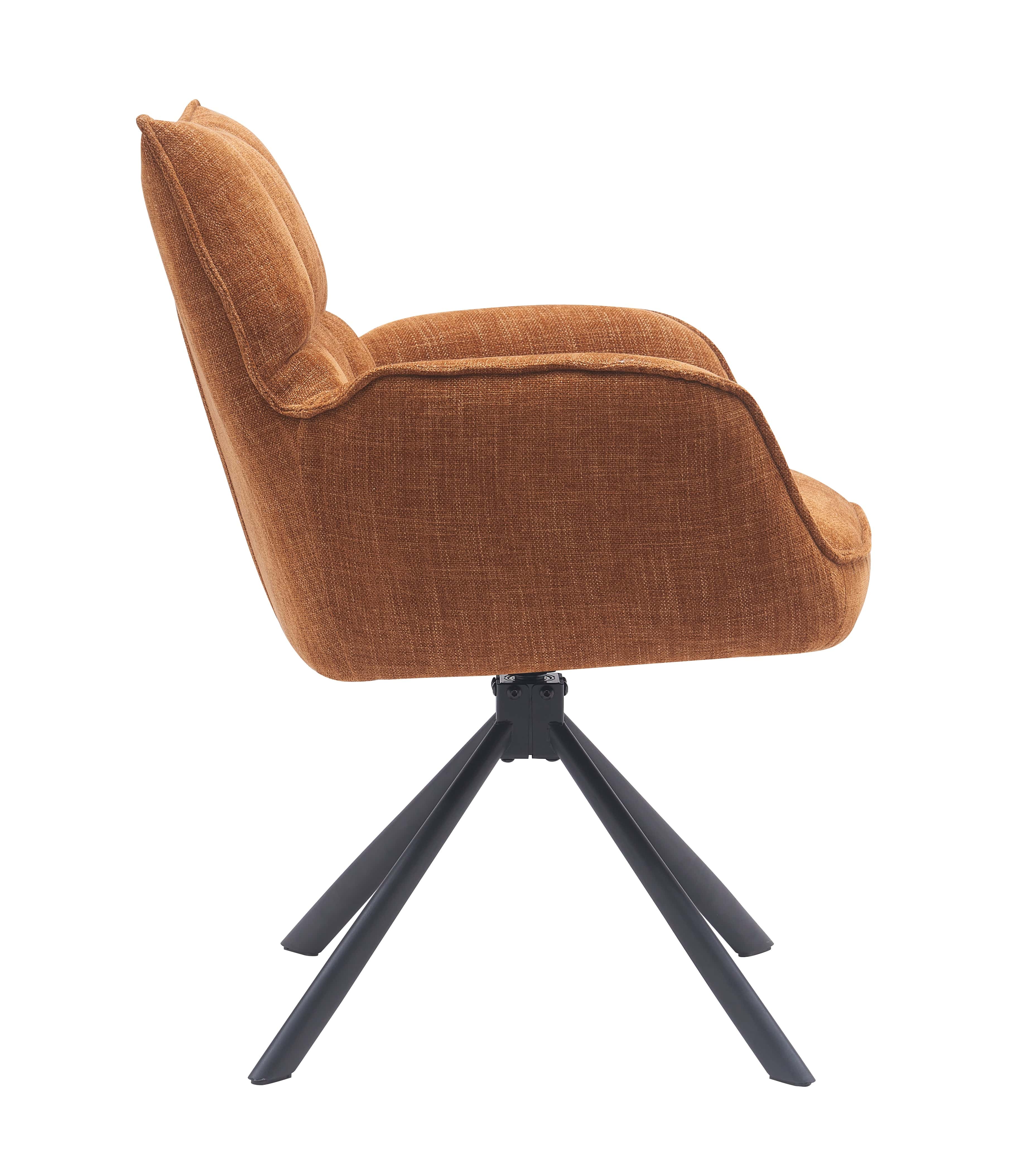 Unique Furniture A/S Fotoliu Rotativ tapitat cu stofa, Select Marilla Ruginiu / Negru, l65xA59xH86 cm