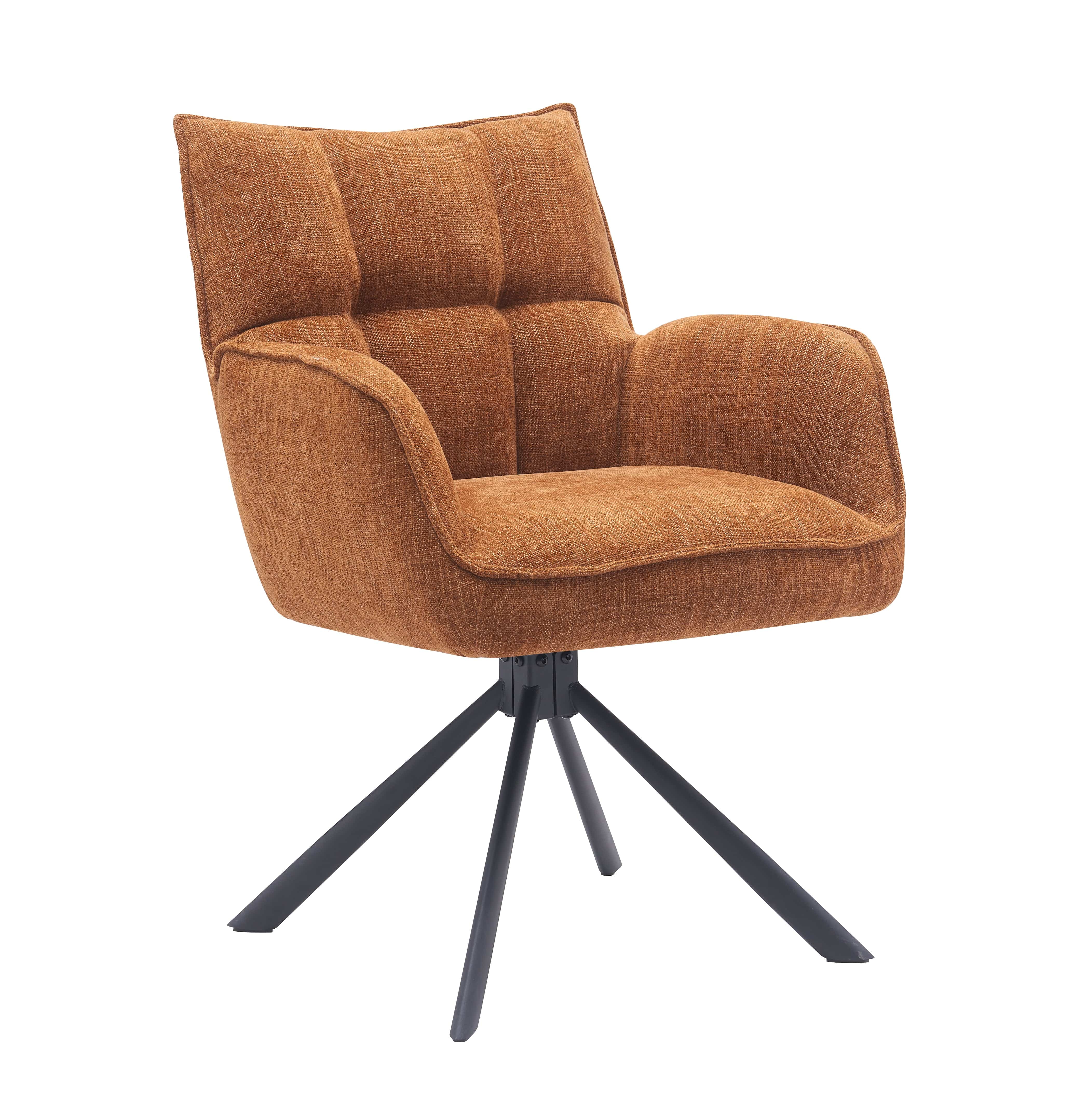 Unique Furniture A/S Fotoliu Rotativ tapitat cu stofa, Select Marilla Ruginiu / Negru, l65xA59xH86 cm