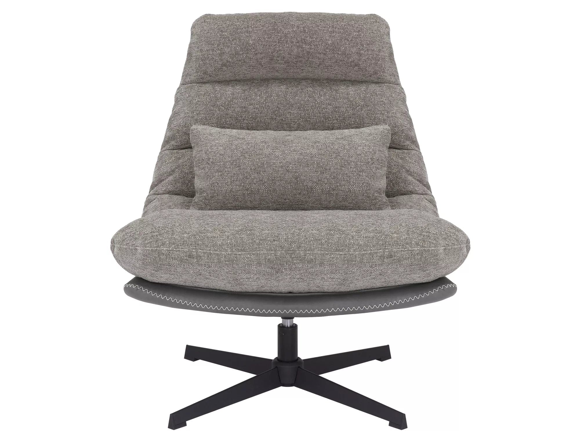 Fotoliu Rotativ tapitat cu stofa si piele ecologica, Felicia Raven Gri, l79xA87xH91 cm (1)