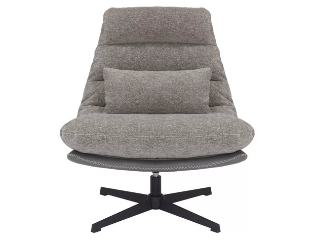 Fotoliu Rotativ tapitat cu stofa si piele ecologica, Felicia Raven Gri, l79xA87xH91 cm (1)