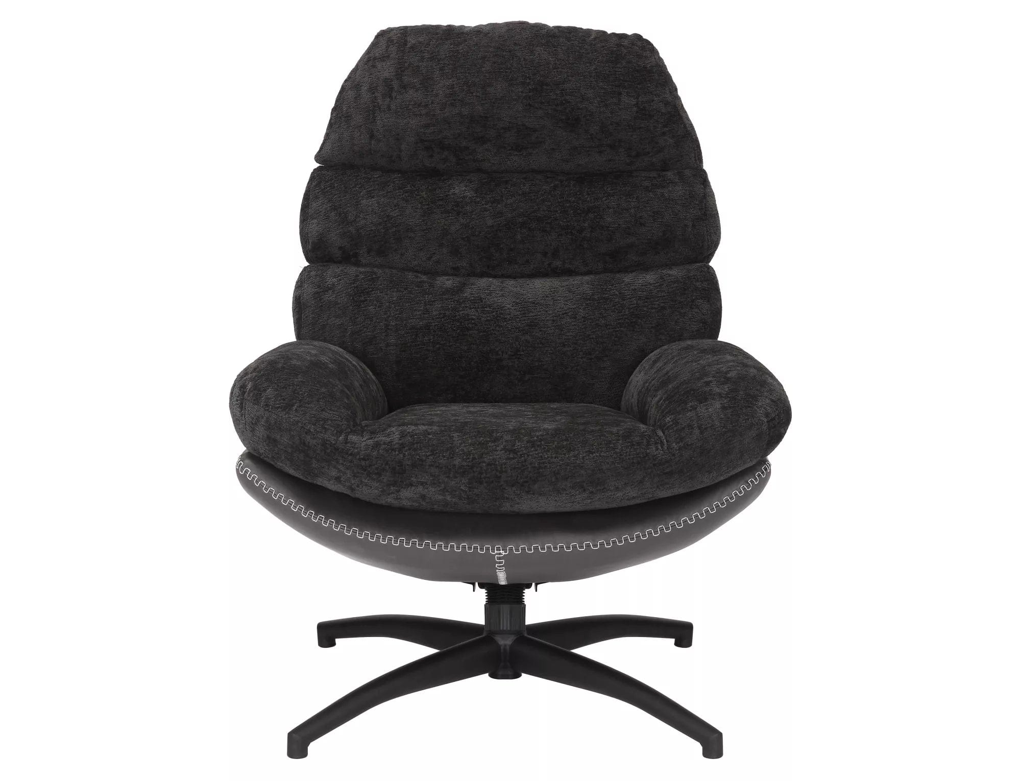 Fotoliu Rotativ tapitat cu stofa si piele ecologica, Giselle Negru, l77xA90xH101 cm (1)