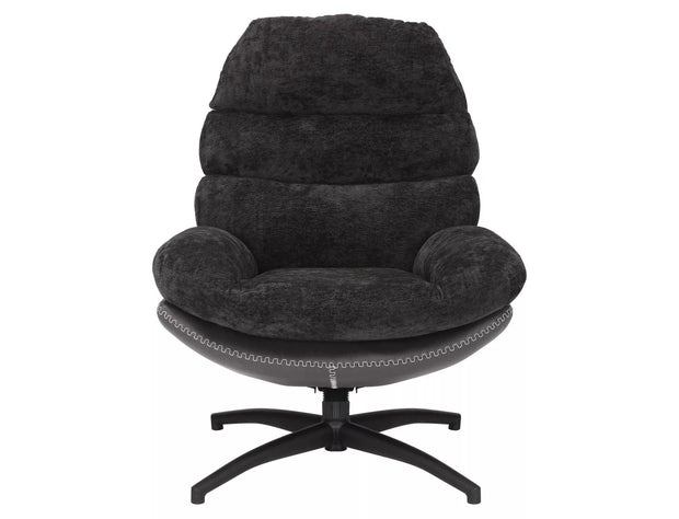 Fotoliu Rotativ tapitat cu stofa si piele ecologica, Giselle Negru, l77xA90xH101 cm (1)