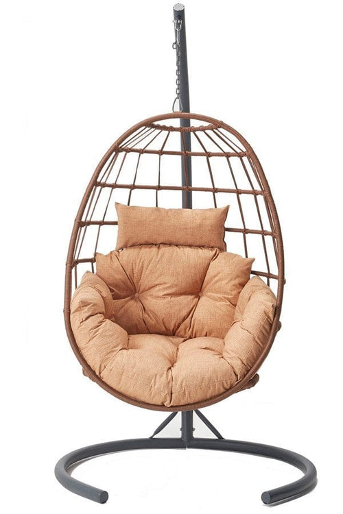 Asir Fotoliu suspendat pentru gradina / terasa din metal si poliester, Tavus Cappuccino / Maro, l120xA120xH214 cm