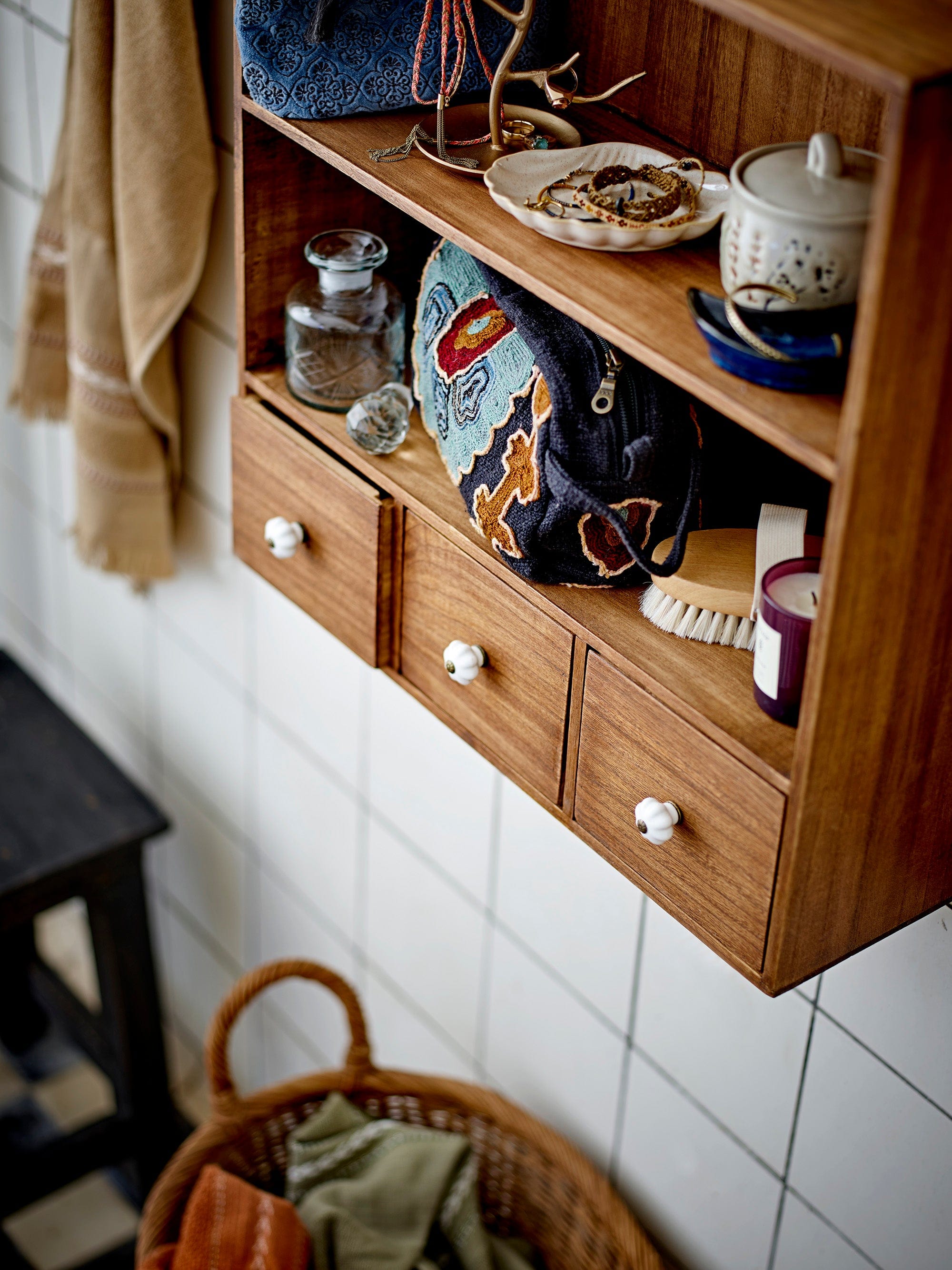 Bloomingville Geanta de cosmetice, Bari Albastru, l25xA9xH13 cm