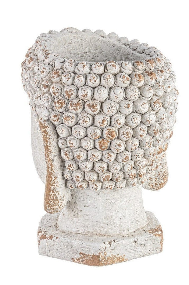 Ghiveci din magnesia, Buddha Head Round Ivoir, Ø35xH50 cm (1)