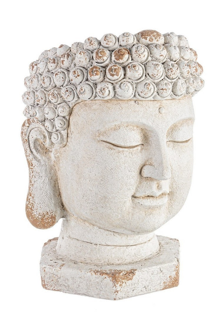 Ghiveci din magnesia, Buddha Head Round Ivoir, Ø35xH50 cm