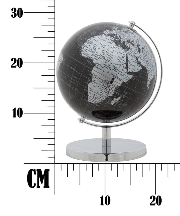 Mauro Ferretti Glob pamantesc din plastic si metal Mapamond Medium Negru, Ø20xH28 cm