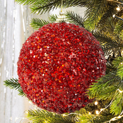BFSummer Glob pentru brad, din plastic Bomb Rosu, Ø10 cm