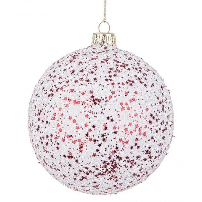 Glob pentru brad, din sticla Stardust Rosu, Ø10 cm