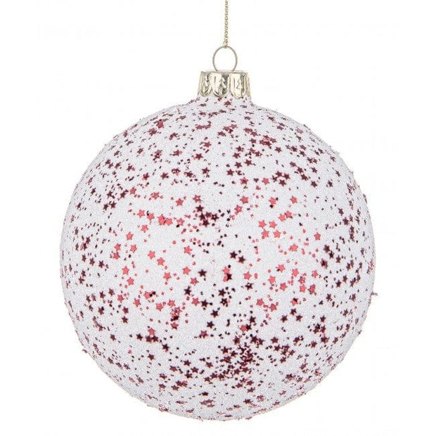 Glob pentru brad, din sticla Stardust Rosu, Ø10 cm
