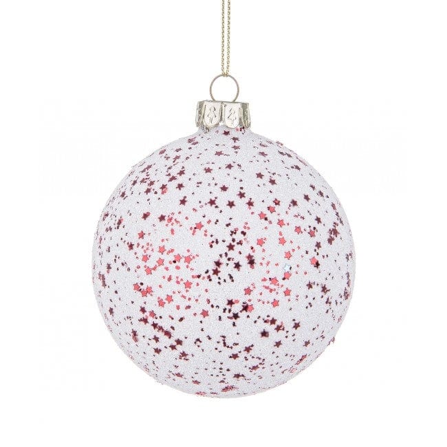 Glob pentru brad, din sticla Stardust Rosu, Ø8 cm