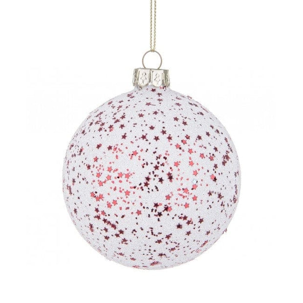 Glob pentru brad, din sticla Stardust Rosu, Ø8 cm