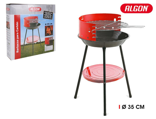 Inde Soler Hispania Gratar BBQ pentru carbuni, din metal, Algon Rosu / Negru, Ø36xH55 cm