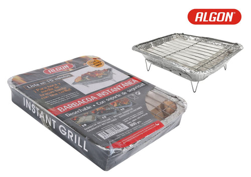 Inde Soler Hispania Grill portabil BBQ din aluminiu si metal, Algon Crom, L31xl25xH6 cm