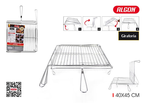 Inde Soler Hispania Grill portabil BBQ dublu, din metal, Algon Crom, L45xl40xH10 cm